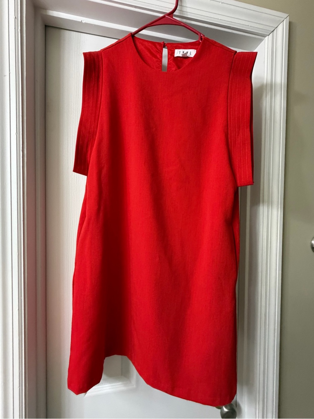 THML Red Sleeveless Shift Dress with pockets